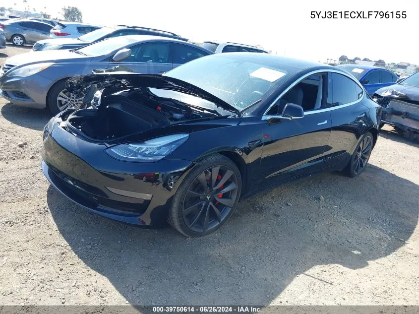 2020 Tesla Model 3 Performance Dual Motor All-Wheel Drive VIN: 5YJ3E1ECXLF796155 Lot: 39750614