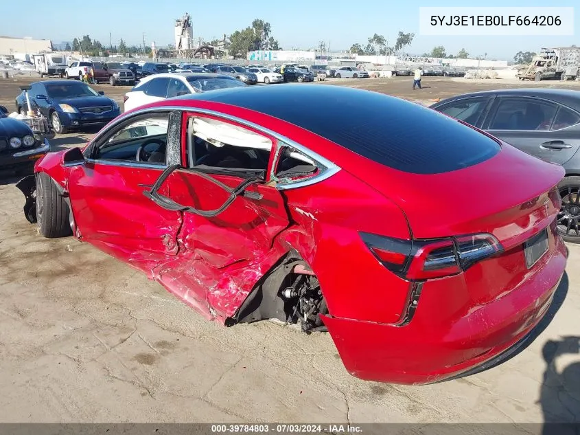 2020 Tesla Model 3 Long Range Dual Motor All-Wheel Drive VIN: 5YJ3E1EB0LF664206 Lot: 39784803