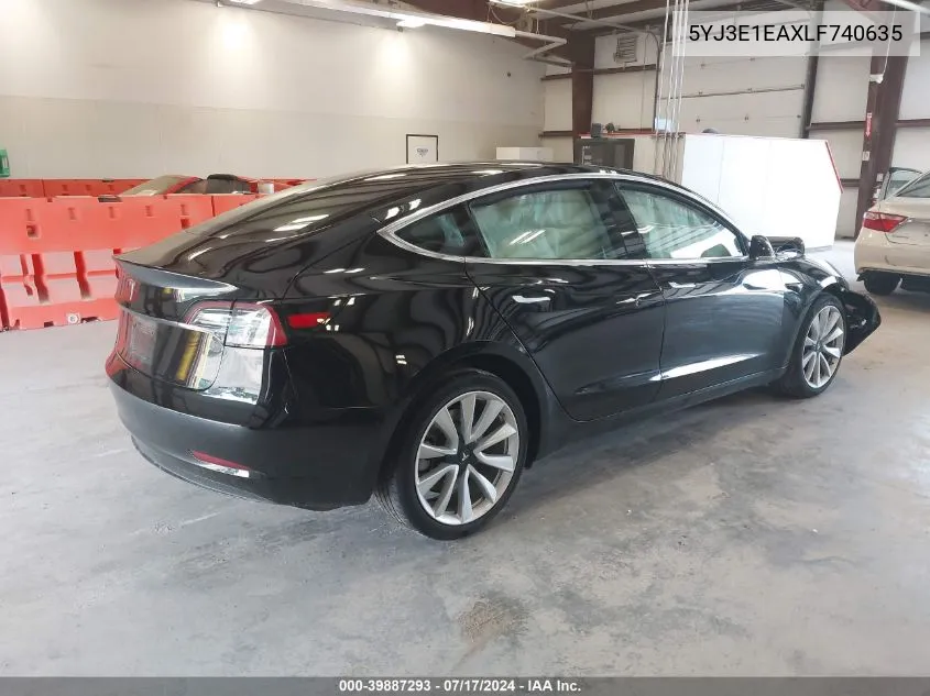 2020 Tesla Model 3 Standard Range Plus Rear-Wheel Drive/Standard Range Rear-Wheel Drive VIN: 5YJ3E1EAXLF740635 Lot: 39887293