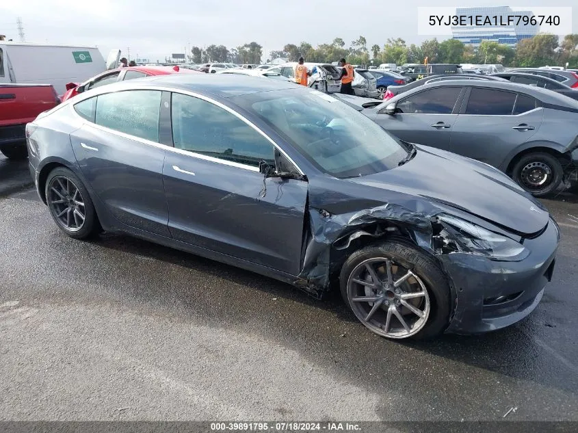 2020 Tesla Model 3 Standard Range Plus Rear-Wheel Drive/Standard Range Rear-Wheel Drive VIN: 5YJ3E1EA1LF796740 Lot: 39891795