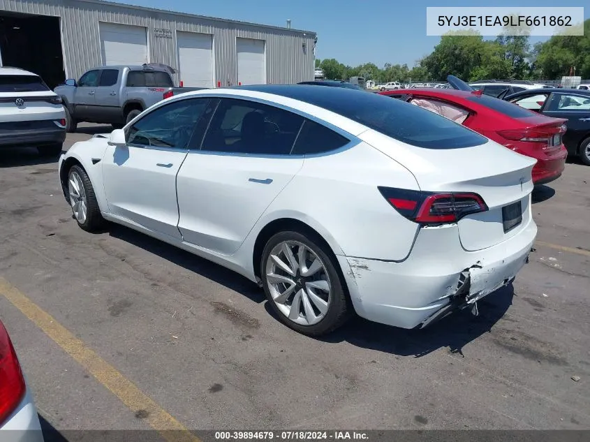 2020 Tesla Model 3 Standard Range Plus Rear-Wheel Drive/Standard Range Rear-Wheel Drive VIN: 5YJ3E1EA9LF661862 Lot: 39894679