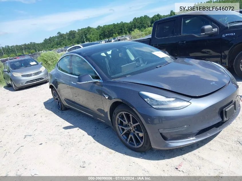 2020 Tesla Model 3 Long Range Dual Motor All-Wheel Drive VIN: 5YJ3E1EB3LF646072 Lot: 39899006