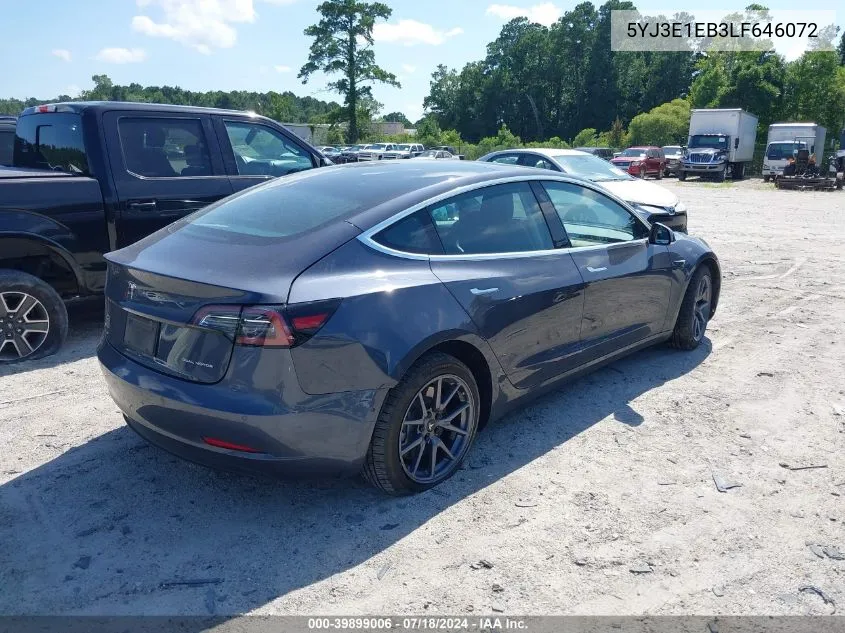 2020 Tesla Model 3 Long Range Dual Motor All-Wheel Drive VIN: 5YJ3E1EB3LF646072 Lot: 39899006