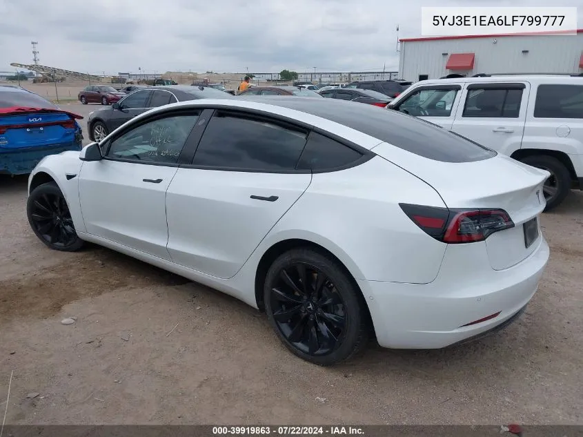 5YJ3E1EA6LF799777 2020 Tesla Model 3 Standard Range Plus Rear-Wheel Drive/Standard Range Rear-Wheel Drive