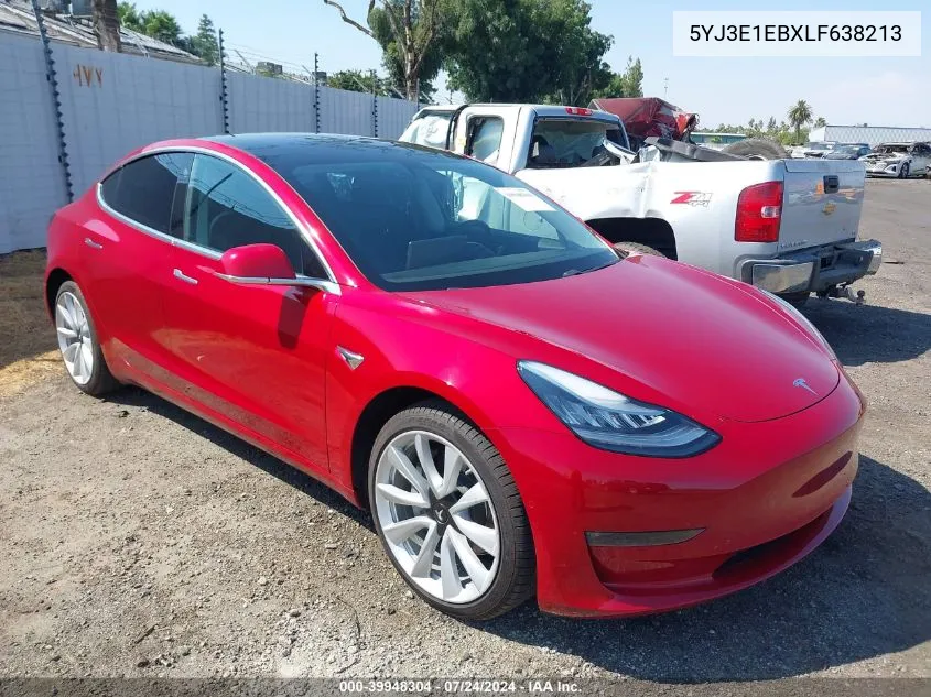 2020 Tesla Model 3 Long Range Dual Motor All-Wheel Drive VIN: 5YJ3E1EBXLF638213 Lot: 39948304