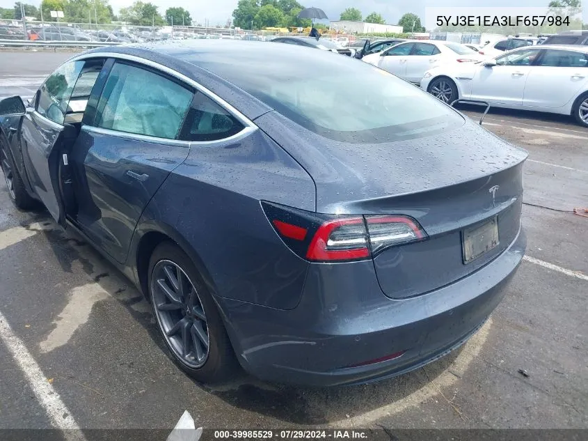 2020 Tesla Model 3 Standard Range Plus Rear-Wheel Drive/Standard Range Rear-Wheel Drive VIN: 5YJ3E1EA3LF657984 Lot: 39985529