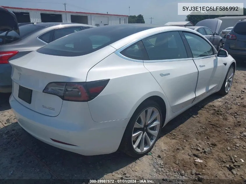 2020 Tesla Model 3 Performance Dual Motor All-Wheel Drive VIN: 5YJ3E1EC6LF586992 Lot: 39987572