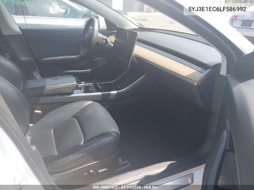 2020 Tesla Model 3 Performance Dual Motor All-Wheel Drive VIN: 5YJ3E1EC6LF586992 Lot: 39987572