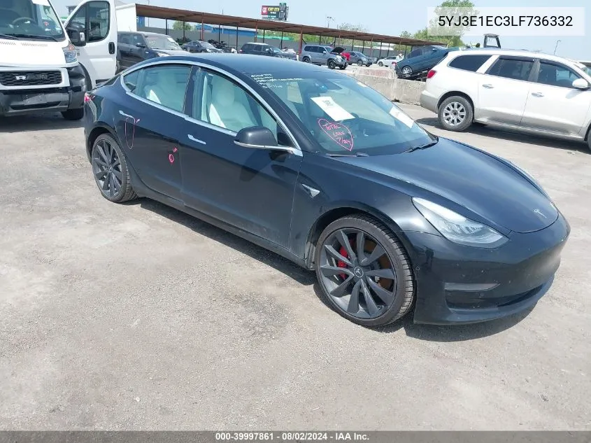 2020 Tesla Model 3 Performance Dual Motor All-Wheel Drive VIN: 5YJ3E1EC3LF736332 Lot: 39997861