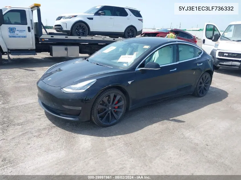 2020 Tesla Model 3 Performance Dual Motor All-Wheel Drive VIN: 5YJ3E1EC3LF736332 Lot: 39997861