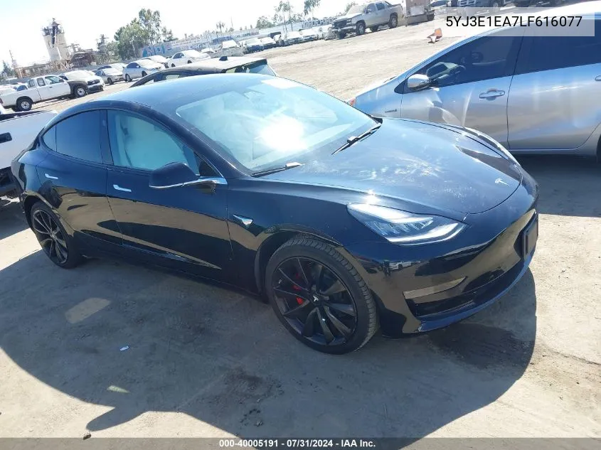 2020 Tesla Model 3 Standard Range Plus Rear-Wheel Drive/Standard Range Rear-Wheel Drive VIN: 5YJ3E1EA7LF616077 Lot: 40005191