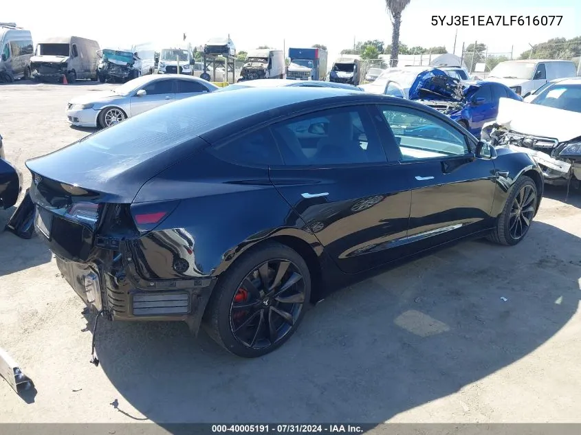 2020 Tesla Model 3 Standard Range Plus Rear-Wheel Drive/Standard Range Rear-Wheel Drive VIN: 5YJ3E1EA7LF616077 Lot: 40005191