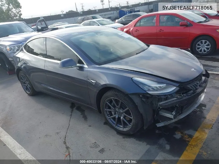 2020 Tesla Model 3 Standard Range Plus Rear-Wheel Drive/Standard Range Rear-Wheel Drive VIN: 5YJ3E1EA6LF718065 Lot: 40033106