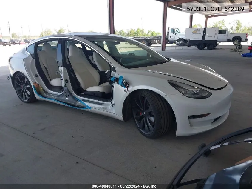 2020 Tesla Model 3 Performance Dual Motor All-Wheel Drive VIN: 5YJ3E1EC7LF642289 Lot: 40048611