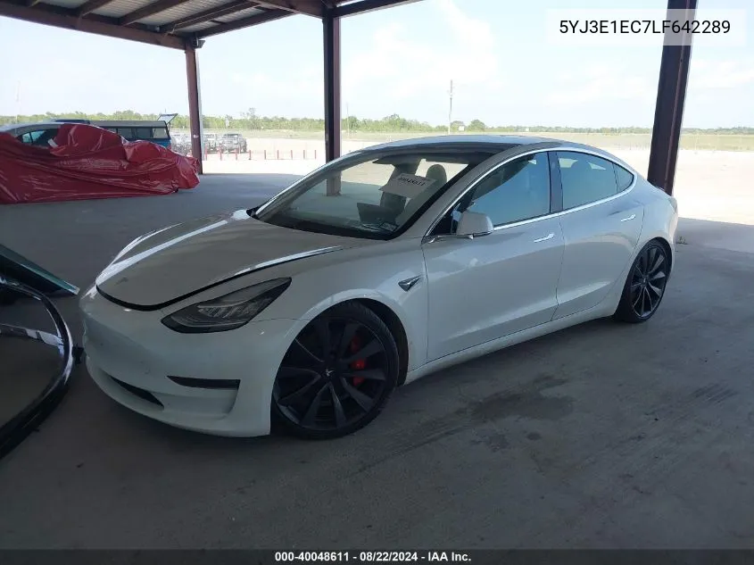 2020 Tesla Model 3 Performance Dual Motor All-Wheel Drive VIN: 5YJ3E1EC7LF642289 Lot: 40048611