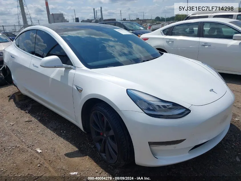 2020 Tesla Model 3 Performance Dual Motor All-Wheel Drive VIN: 5YJ3E1EC7LF714298 Lot: 40054279