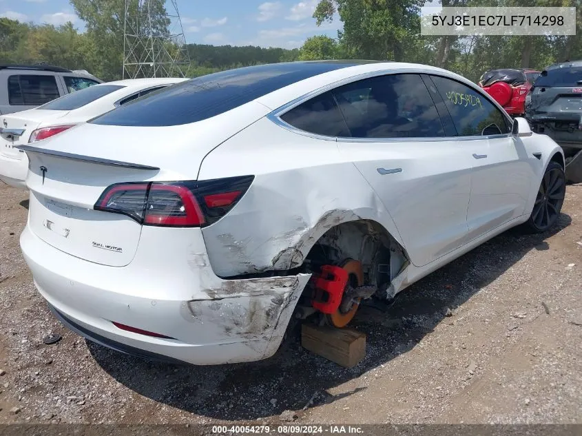 2020 Tesla Model 3 Performance Dual Motor All-Wheel Drive VIN: 5YJ3E1EC7LF714298 Lot: 40054279