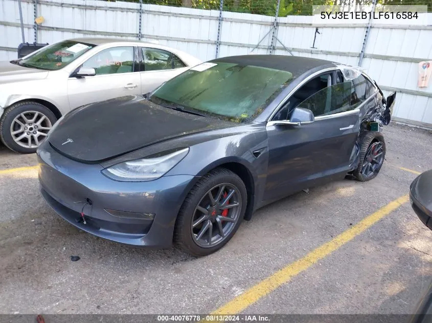 2020 Tesla Model 3 Long Range Dual Motor All-Wheel Drive VIN: 5YJ3E1EB1LF616584 Lot: 40076778