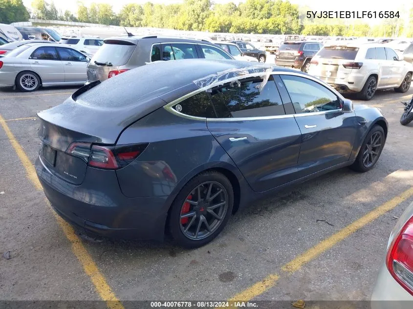 2020 Tesla Model 3 Long Range Dual Motor All-Wheel Drive VIN: 5YJ3E1EB1LF616584 Lot: 40076778