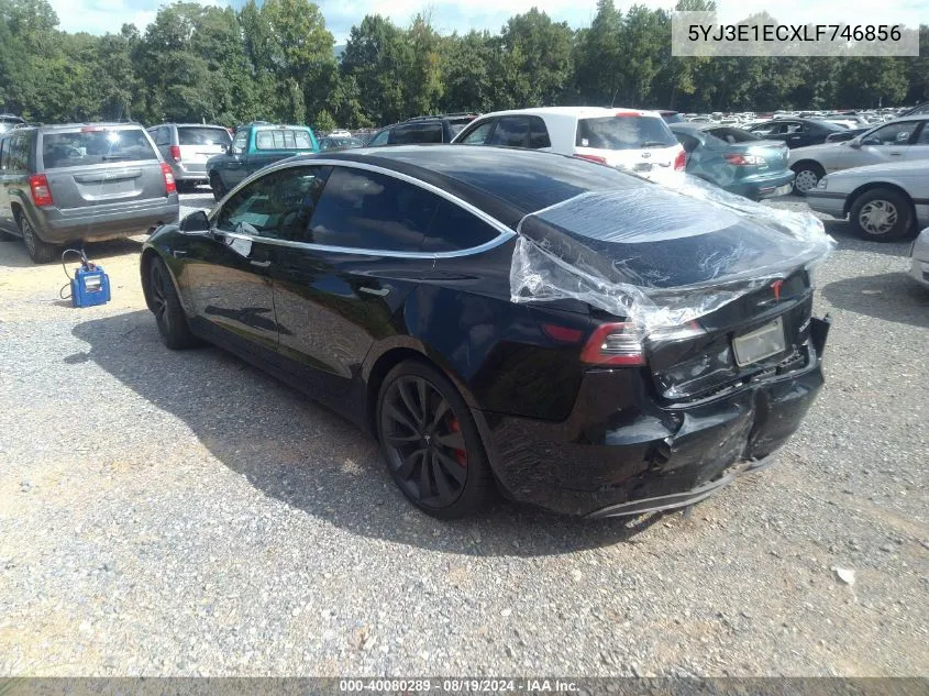 2020 Tesla Model 3 Performance Dual Motor All-Wheel Drive VIN: 5YJ3E1ECXLF746856 Lot: 40080289