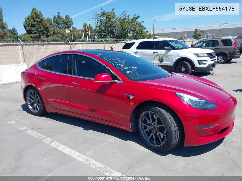 2020 Tesla Model 3 VIN: 5YJ3E1EBXLF664178 Lot: 40091470