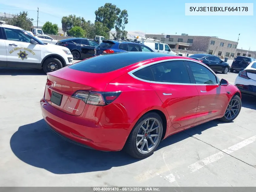 2020 Tesla Model 3 VIN: 5YJ3E1EBXLF664178 Lot: 40091470