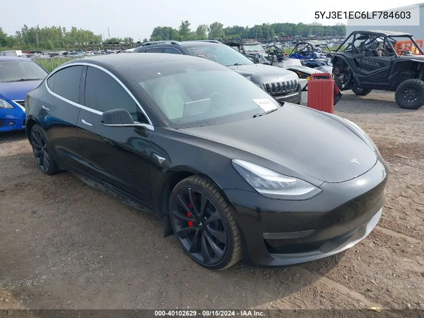 2020 Tesla Model 3 Performance Dual Motor All-Wheel Drive VIN: 5YJ3E1EC6LF784603 Lot: 40102629