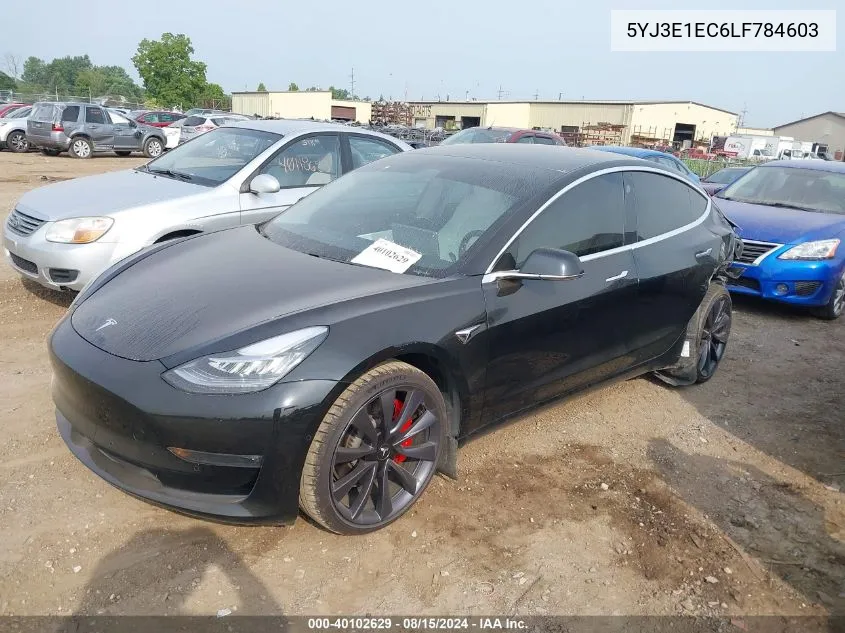 2020 Tesla Model 3 Performance Dual Motor All-Wheel Drive VIN: 5YJ3E1EC6LF784603 Lot: 40102629