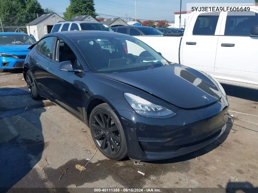 2020 Tesla Model 3 Standard Range Plus Rear-Wheel Drive/Standard Range Rear-Wheel Drive VIN: 5YJ3E1EA9LF606649 Lot: 40111358