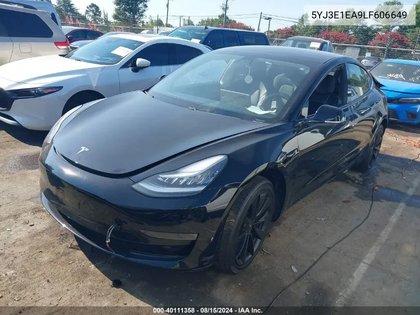 2020 Tesla Model 3 Standard Range Plus Rear-Wheel Drive/Standard Range Rear-Wheel Drive VIN: 5YJ3E1EA9LF606649 Lot: 40111358