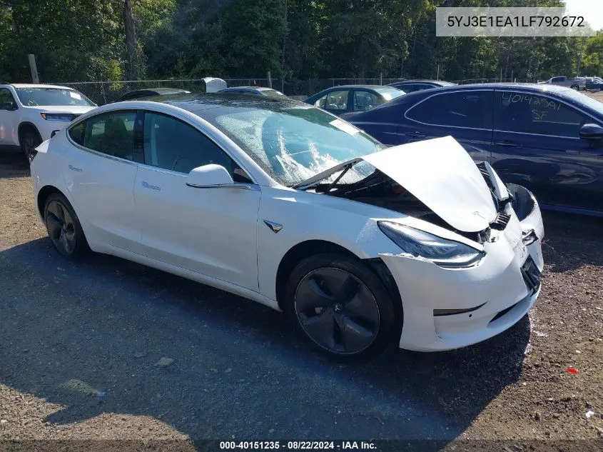 5YJ3E1EA1LF792672 2020 Tesla Model 3 Standard Range Plus Rear-Wheel Drive/Standard Range Rear-Wheel Drive