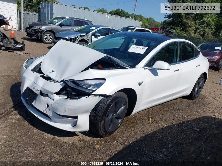 5YJ3E1EA1LF792672 2020 Tesla Model 3 Standard Range Plus Rear-Wheel Drive/Standard Range Rear-Wheel Drive