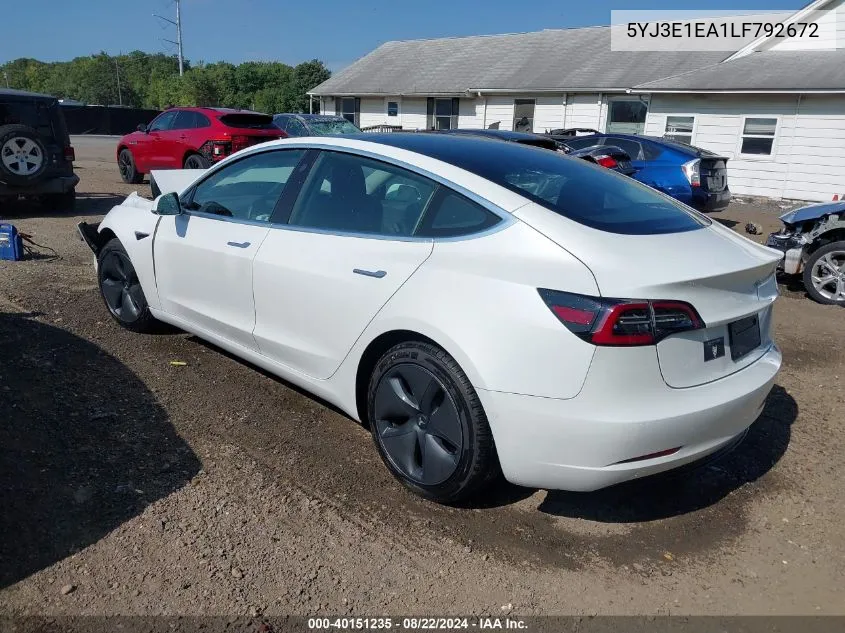 5YJ3E1EA1LF792672 2020 Tesla Model 3 Standard Range Plus Rear-Wheel Drive/Standard Range Rear-Wheel Drive