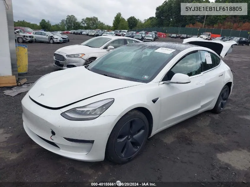 2020 Tesla Model 3 VIN: 5YJ3E1EB1LF618805 Lot: 40155661