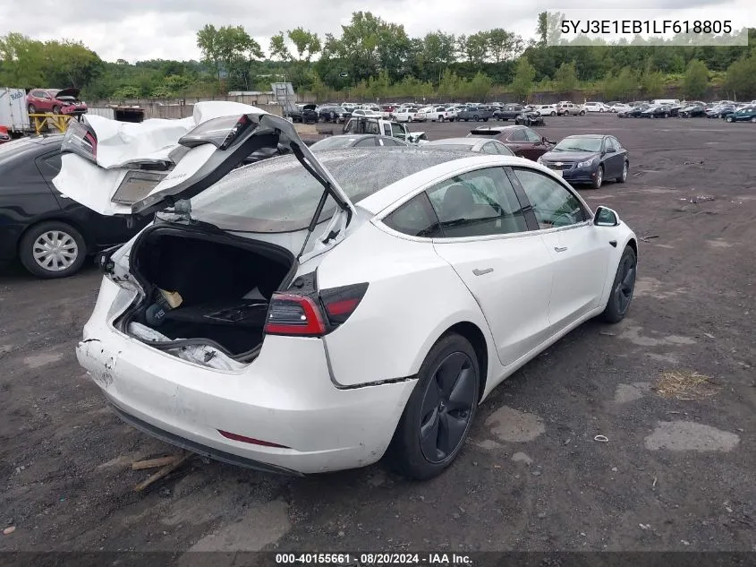 2020 Tesla Model 3 VIN: 5YJ3E1EB1LF618805 Lot: 40155661