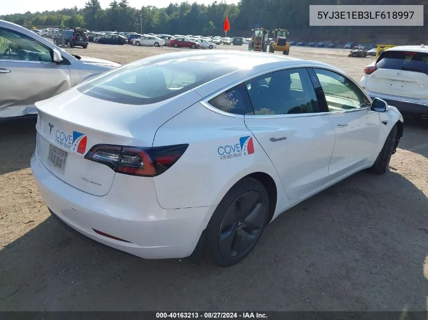 2020 Tesla Model 3 Long Range Dual Motor All-Wheel Drive VIN: 5YJ3E1EB3LF618997 Lot: 40163213