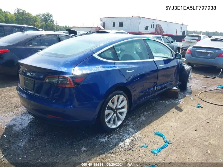 2020 Tesla Model 3 Standard Range Plus Rear-Wheel Drive/Standard Range Rear-Wheel Drive VIN: 5YJ3E1EA5LF797938 Lot: 40189699