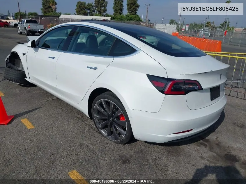 2020 Tesla Model 3 Performance Dual Motor All-Wheel Drive VIN: 5YJ3E1EC5LF805425 Lot: 40196306