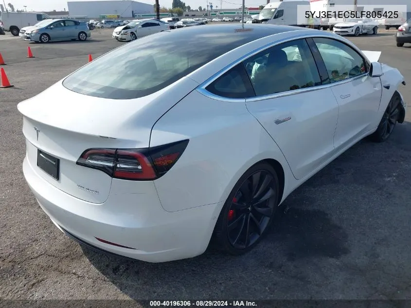 2020 Tesla Model 3 Performance Dual Motor All-Wheel Drive VIN: 5YJ3E1EC5LF805425 Lot: 40196306