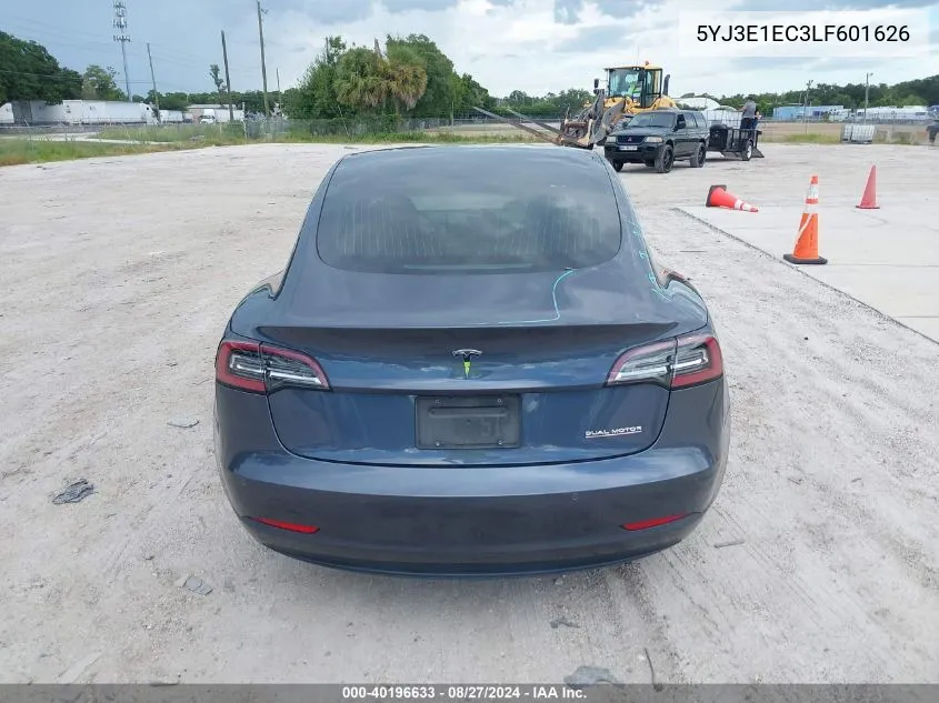 2020 Tesla Model 3 Performance Dual Motor All-Wheel Drive VIN: 5YJ3E1EC3LF601626 Lot: 40196633