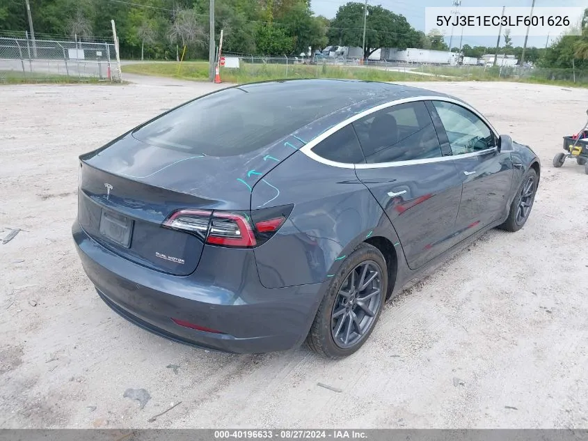 2020 Tesla Model 3 Performance Dual Motor All-Wheel Drive VIN: 5YJ3E1EC3LF601626 Lot: 40196633