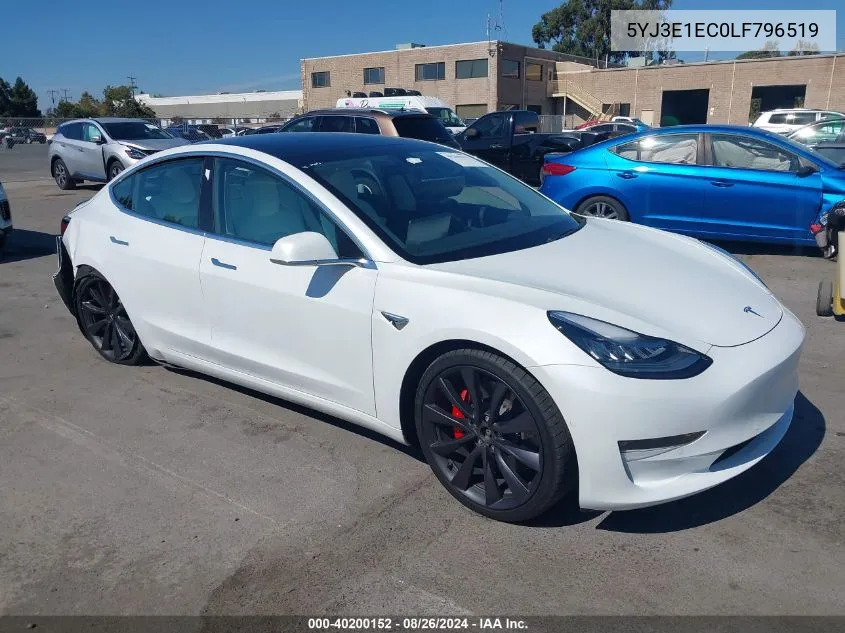 2020 Tesla Model 3 Performance Dual Motor All-Wheel Drive VIN: 5YJ3E1EC0LF796519 Lot: 40200152