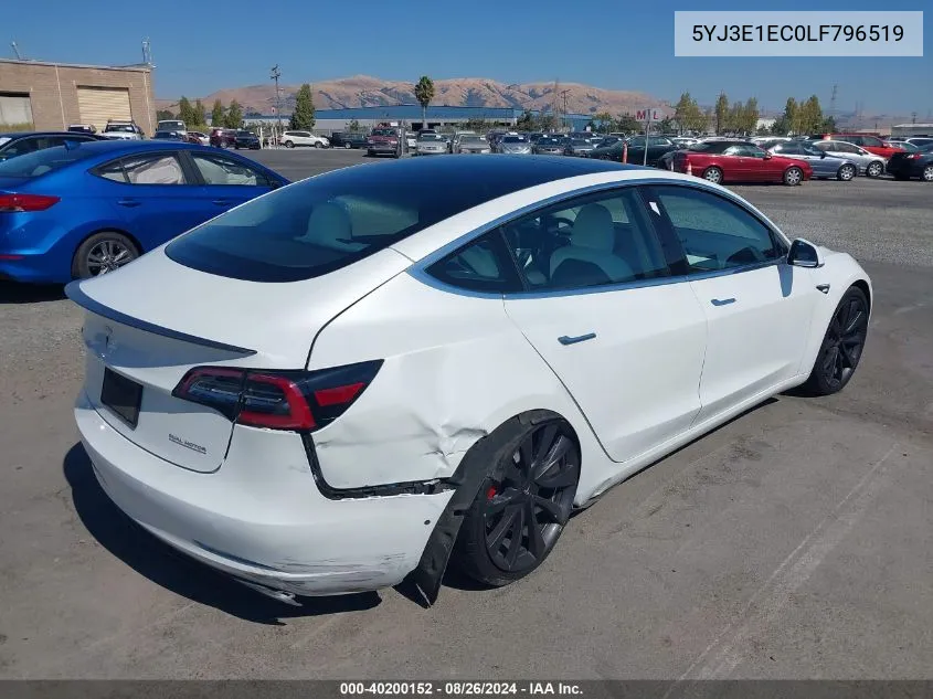 2020 Tesla Model 3 Performance Dual Motor All-Wheel Drive VIN: 5YJ3E1EC0LF796519 Lot: 40200152