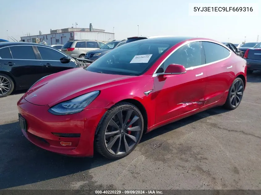 2020 Tesla Model 3 Performance Dual Motor All-Wheel Drive VIN: 5YJ3E1EC9LF669316 Lot: 40220229