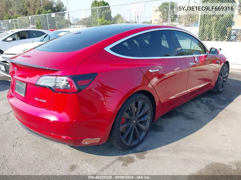 2020 Tesla Model 3 Performance Dual Motor All-Wheel Drive VIN: 5YJ3E1EC9LF669316 Lot: 40220229