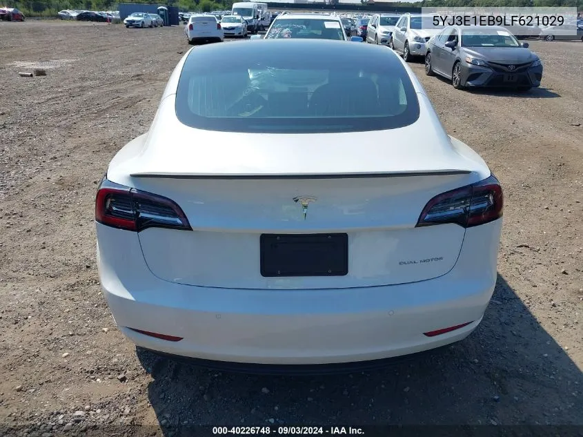 2020 Tesla Model 3 Long Range Dual Motor All-Wheel Drive VIN: 5YJ3E1EB9LF621029 Lot: 40226748