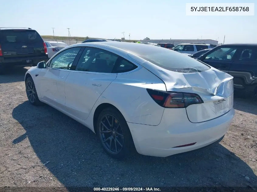 2020 Tesla Model 3 Standard Range Plus Rear-Wheel Drive/Standard Range Rear-Wheel Drive VIN: 5YJ3E1EA2LF658768 Lot: 40229246