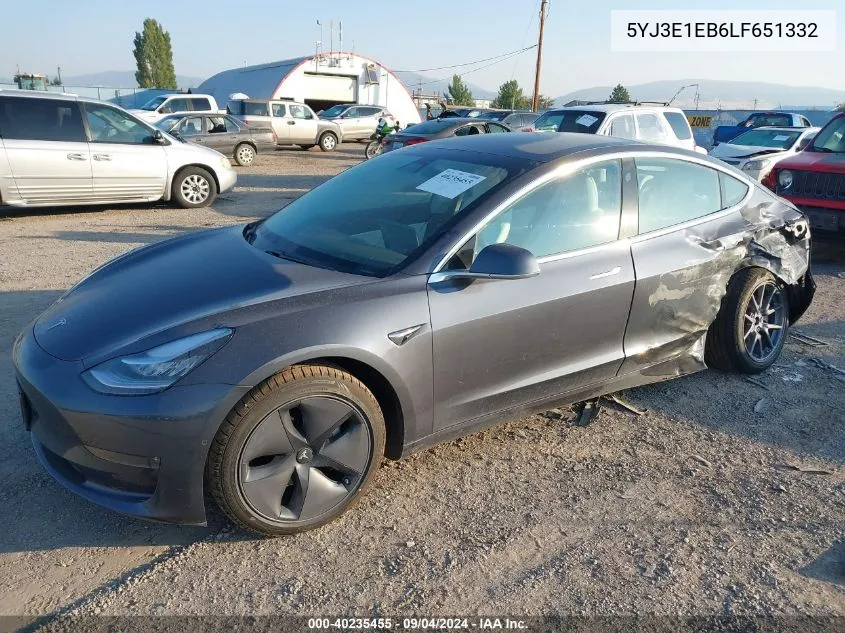 5YJ3E1EB6LF651332 2020 Tesla Model 3