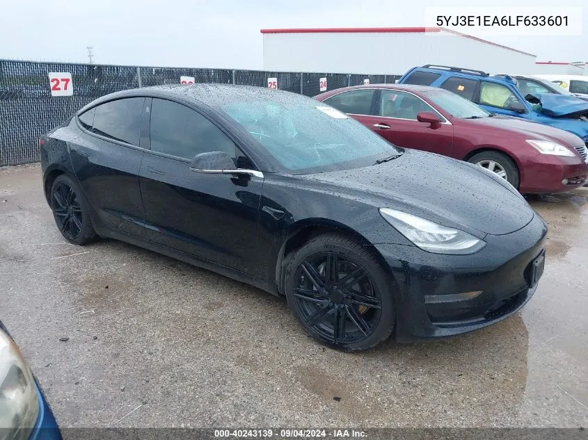 2020 Tesla Model 3 Standard Range Plus Rear-Wheel Drive/Standard Range Rear-Wheel Drive VIN: 5YJ3E1EA6LF633601 Lot: 40243139