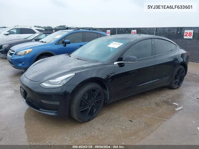 2020 Tesla Model 3 Standard Range Plus Rear-Wheel Drive/Standard Range Rear-Wheel Drive VIN: 5YJ3E1EA6LF633601 Lot: 40243139